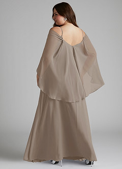 Azazie Cienna Jurken voor bruidsmeisjes Jurk van Chiffon met A-Lijn Off the Shoulder Taupe image8