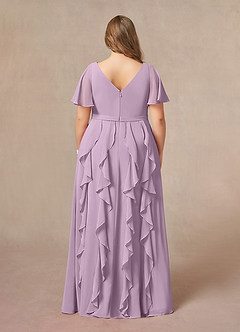 Azazie Watson Final Sale Wisteria A-Line V-Neck Chiffon Dress image7