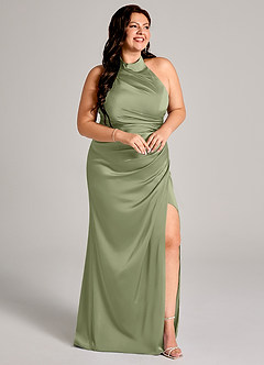 Azazie Jemma Brautjungfernkleider Etui Plissee Stretch-Satin Kleid Gartensalbei image12