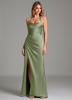 Azazie Serenity Bridesmaid Dresses Pistachio Mermaid Sweetheart Neckline Stretch Satin Dress image4