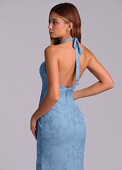 Azazie Valerie 신부 들러리 드레스 인어 주름진 플로럴 번아웃 바닥 길이 드레스 image2