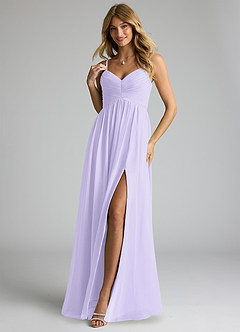 Azazie Alia Brautjungfernkleider A-Linie Plissee Chiffon Kleid Flieder image3