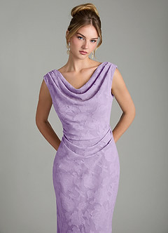Azazie Kieryn Bridesmaid Dresses Lilac Mermaid Pleated Floral Burnout Dress image6