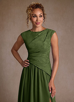 Azazie Kalleen Abiti per la Madre della Sposa Abito A-Line in Chiffon Plissettato Oliva image6