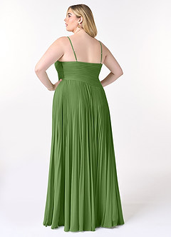 Azazie Vini Jurken voor bruidsmeisjes Jurk van Chiffon met A-Lijn V-hals geplooid Basilicum image8