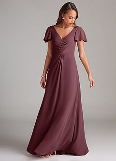 Azazie Soren Bridesmaid Dresses Sangria A-Line Ruched Chiffon Dress image5
