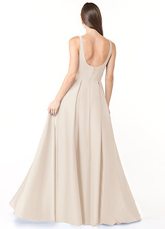 Azazie Neve Bridesmaid Dresses White Alabaster Ball-Gown with Pockets Stretch Satin Dress image2