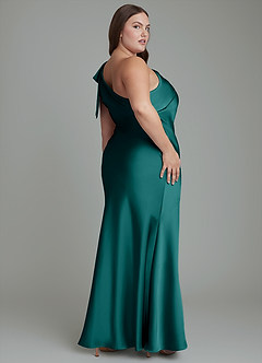 Azazie Yuanna Brudtärnklänningar Klänning av Sjöjungfru i Stretch Satin One-shoulder Påfågelblå image9