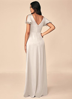 Azazie Soren Robes de demoiselle d'honneur Robe Trapèze en Satin extensible Plissé Albâtre Blanc image2