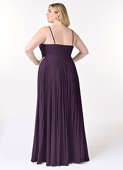 Azazie Vini Brautjungfernkleider A-Linie V-Hals Gefaltet Chiffon Kleid Pflaume image8