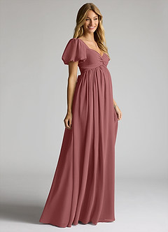 Azazie Madisynn Maternity Bridesmaid Dresses Bow Chiffon Floor-Length Dress image3