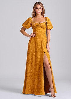 Azazie Mirian Brudtärnklänningar Klä av A-Linje i Blommig Utbrändhet Älskling Halsringning Knäck image5