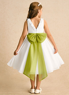 Azazie Dani Abiti da Ragazza di Fiori Abito A-Line in Chiffon Fiocco Avorio Citronella image2