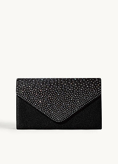 front Rhinestone Satin Clutch Bag