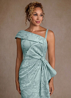 Azazie Hampton Mother of the Bride Dresses Mist Mermaid One Shoulder Floral Burnout Dress image4