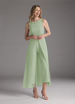 Azazie Anitta Mother of the Bride Dresses Dusty Sage Jumpsuit/Pantsuit Pleated Stretch Crepe Dress image1