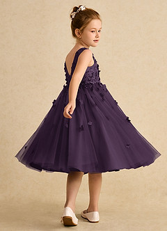Azazie Lana Flower Girl Dresses Plum A-Line Sleeveless Matte Satin Dress image4