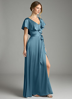 Azazie Lainey Bridesmaid Dresses Bermuda A-Line with Pockets Stretch Satin Dress image5