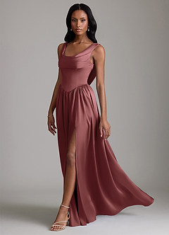 Azazie Novi Bridesmaid Dresses Amethyst A-Line with Pockets Stretch Satin Dress image6