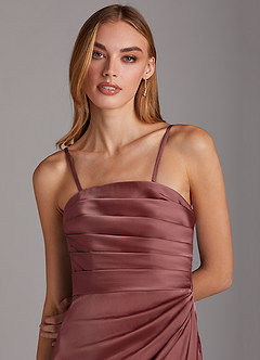 Azazie Lexie Bridesmaid Dresses Amethyst Sheath Strapless Stretch Satin Convertible Dress image2