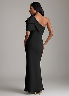 Azazie Yuanna Bridesmaid Dresses Black Mermaid One Shoulder Chiffon Dress image6