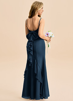 Azazie Lioren Junior Dark Navy Mermaid Bow Chiffon Dress image1
