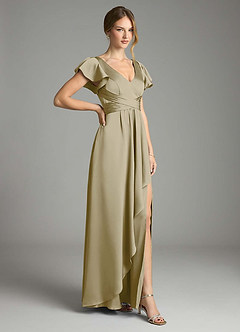 Azazie Omari Bridesmaid Dresses Moss Green A-Line Stretch Satin Dress image5