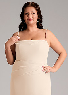 Azazie Leonis Bridesmaid Dresses White Alabaster Sheath Strapless Chiffon Convertible Dress image15