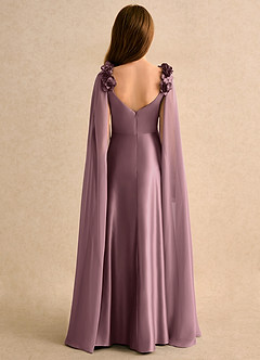 Azazie Rosita Girls Formal Flower Girl Dresses Vintage Mauve A-Line Pleated Matte Satin Dress image2