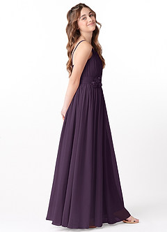 Azazie Astrid Junior Plum A-Line Floral Chiffon Dress image5