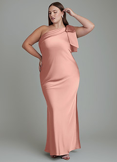 Azazie Yuanna Bridesmaid Dresses Rosette Mermaid One Shoulder Stretch Satin Dress image11