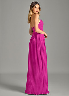 Azazie Becka Bridesmaid Dresses Fuchsia A-Line Strapless Chiffon Dress image5