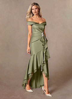 Azazie Billings vestidos de madre de la novia Vestido de Pistacho de Satén Elástico de Corte Sirena con Vestidos sin tirantes image5