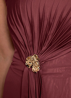 Azazie Dinanta Abiti per la Madre della Sposa Abito Colonna in Chiffon Plissettato Merlot image8