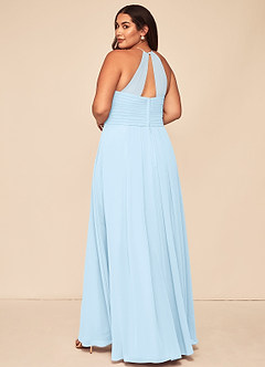 Azazie Ginger Bridesmaid Dresses Sky Blue A-Line Halter Pleated Chiffon Dress image11