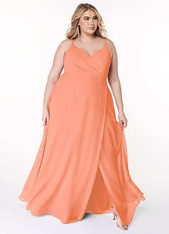 Azazie Lennon Bridesmaid Dresses Sunset A-Line Lace Chiffon Dress image3
