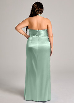 Azazie Jemma Bridesmaid Dresses Agave Sheath Pleated Metallic Satin Dress image9