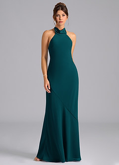 Azazie Velli Bridesmaid Dresses Pine Mermaid Bow Chiffon Dress image6