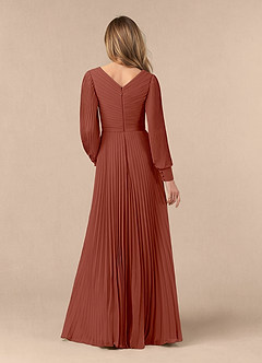 Azazie Zina At-home Try On Dresses Agave A-Line Pleated Chiffon Dress image4