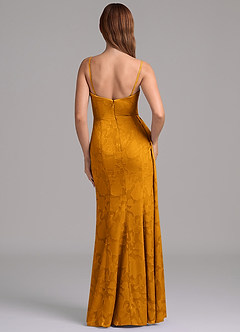 Azazie Amyra Brautjungfernkleider Wandelbar Meerjungfrau-Linie Schulterfrei Blumen-Burnout Kleid Butterscotch image7
