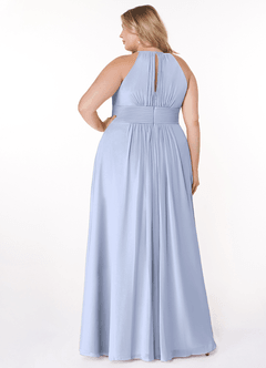 Azazie Bonnie Bridesmaid Dresses Ice A-Line Keyhole Ruched Chiffon Dress image7