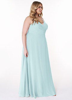Azazie Davis Bridesmaid Dresses Sea Glass A-Line V-Neck Chiffon Dress image10