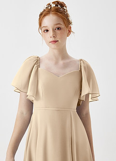 Azazie Chloe Junior Champagne A-Line Sweetheart Neckline Chiffon Dress image6
