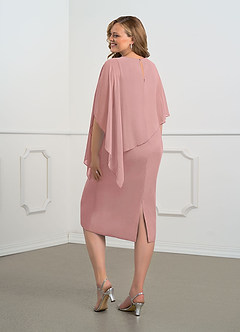 Azazie Sparrow Abiti per la Madre della Sposa Abito Tubino in Chiffon Paillettes Rosa Polverosa image8