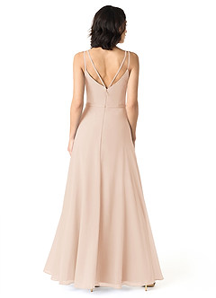 Azazie Janine Bridesmaid Dresses English Rose A-Line V-Neck Chiffon Dress image4