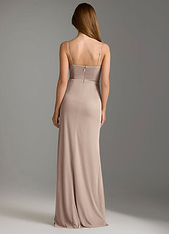 Azazie Maci Robes de demoiselle d'honneur Robe Fourreau en Maille Plissée Taupe image2