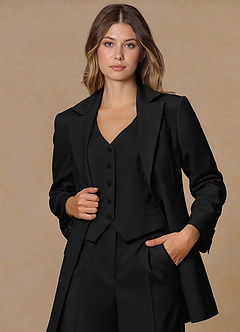 front Rowan Black Refined Weave Performance blazer