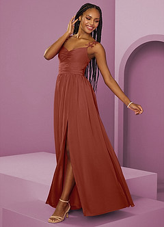 Barbie ♥ Azazie Bridesmaid Dresses Auburn A-Line Pleated Chiffon Dress image5