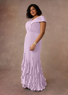 Azazie Bailora Mother of the Bride Dresses Frosted Lilac Mermaid Ruched Chiffon Dress image7