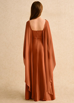 Azazie Fishie Girls Formal Flower Girl Dresses Burnt Orange A-Line Matte Satin Dress image2